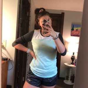 Pink 3/4 sleeve blocked jerseys shirt